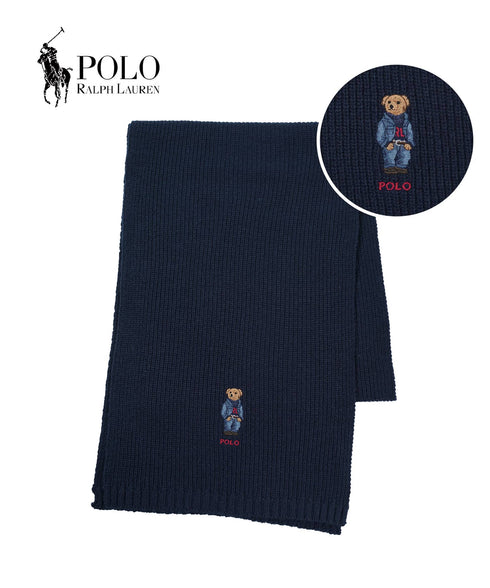 ポロ ラルフローレン POLO RALPH LAUREN solid denim bear scarf マフラー